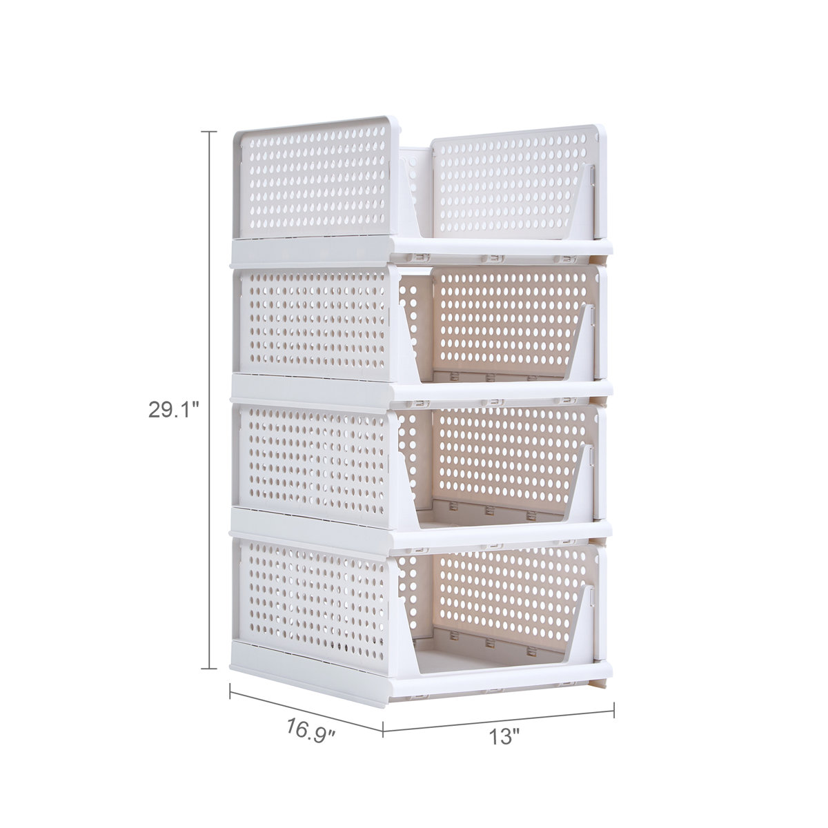 White 4-Pack Foldable Storage Box Plastic Wardrobe Storage Bin-L Size 18qt (Set of 4)